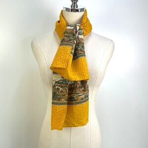 Vintage Liberty of London Yellow Scarf Hunting Motif